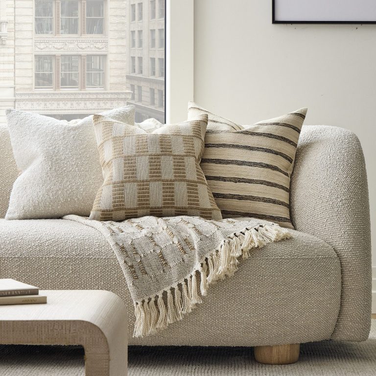 attractive checkered pillow and throw set, the most ideal home decor products you can buy from West Elm